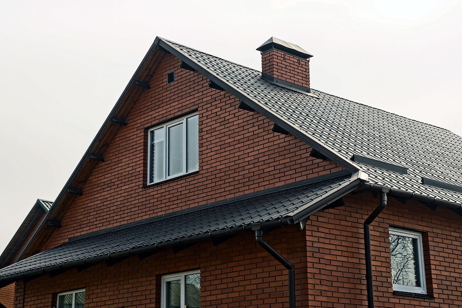 Slate roof on a red brick house