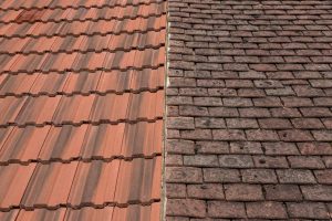 structural assessment - Old vs news roof with colorful ceramic tiles compare